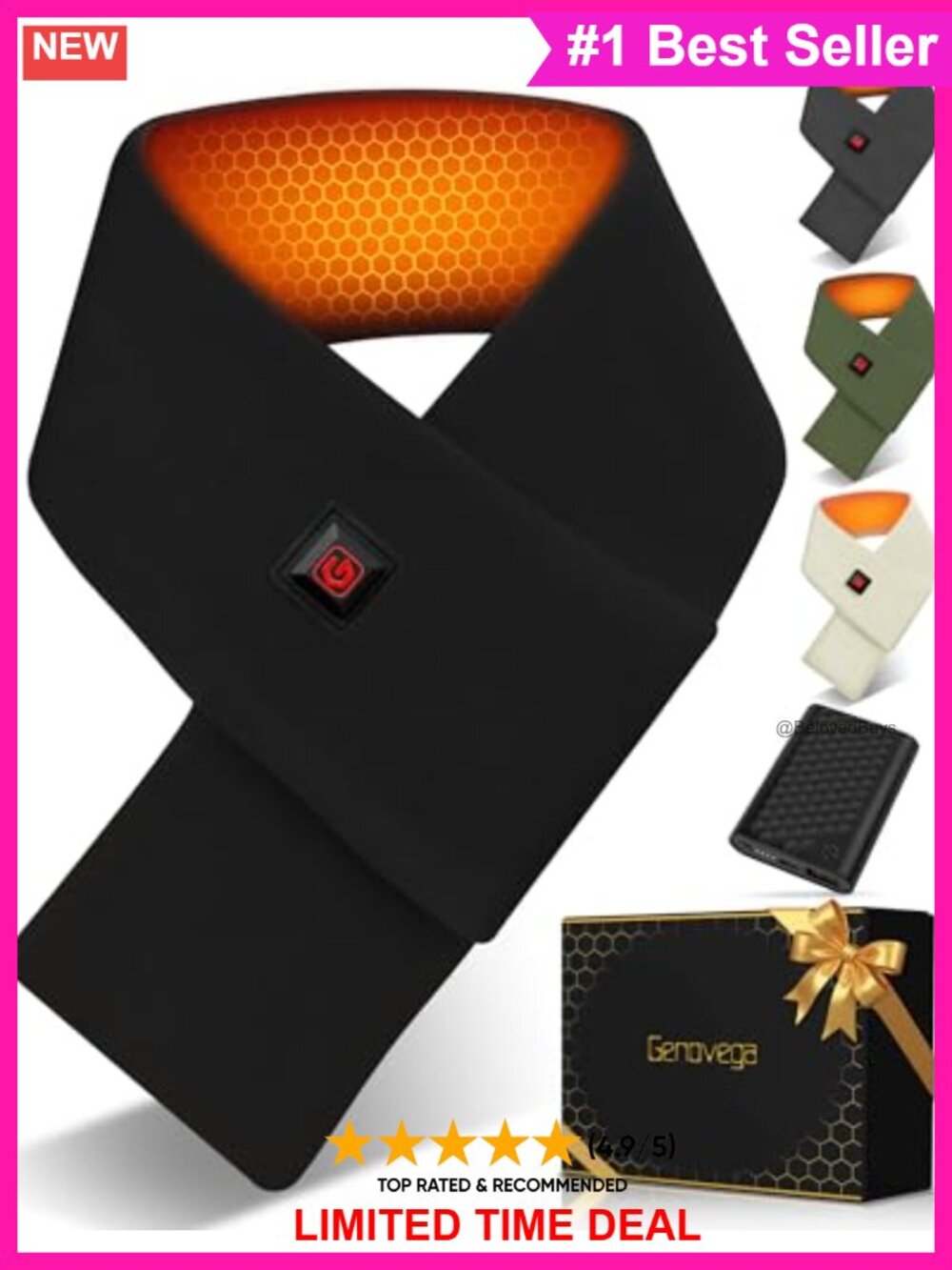 Heated Scarf with 6000mAh Battery Long Lasting Graphene Heating Winter Warm Gift